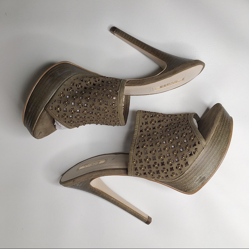 Guess stiletto mule olive greens sz 8.5